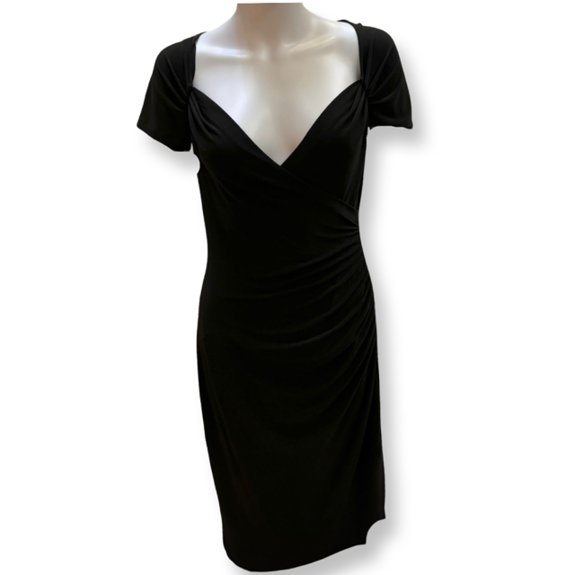 Norma Kamali Black Ruched Dress - Size - M - Preloved