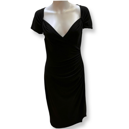 Norma Kamali Black Ruched Dress - Size - M - Preloved