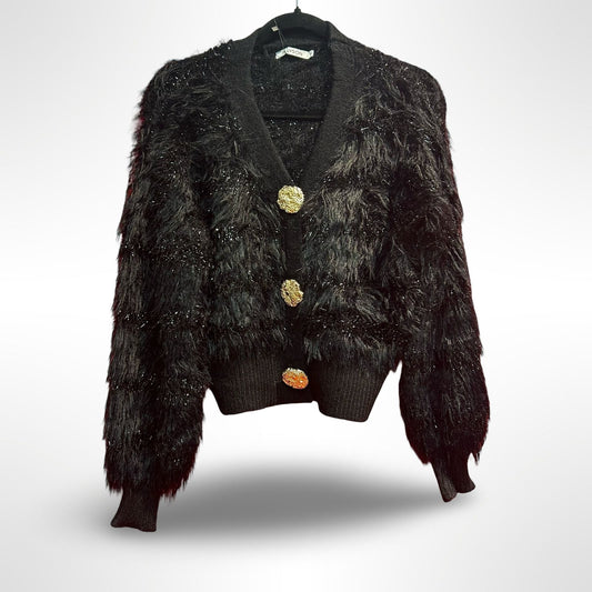 Soft Faux Fur Panelled Cardigan - New