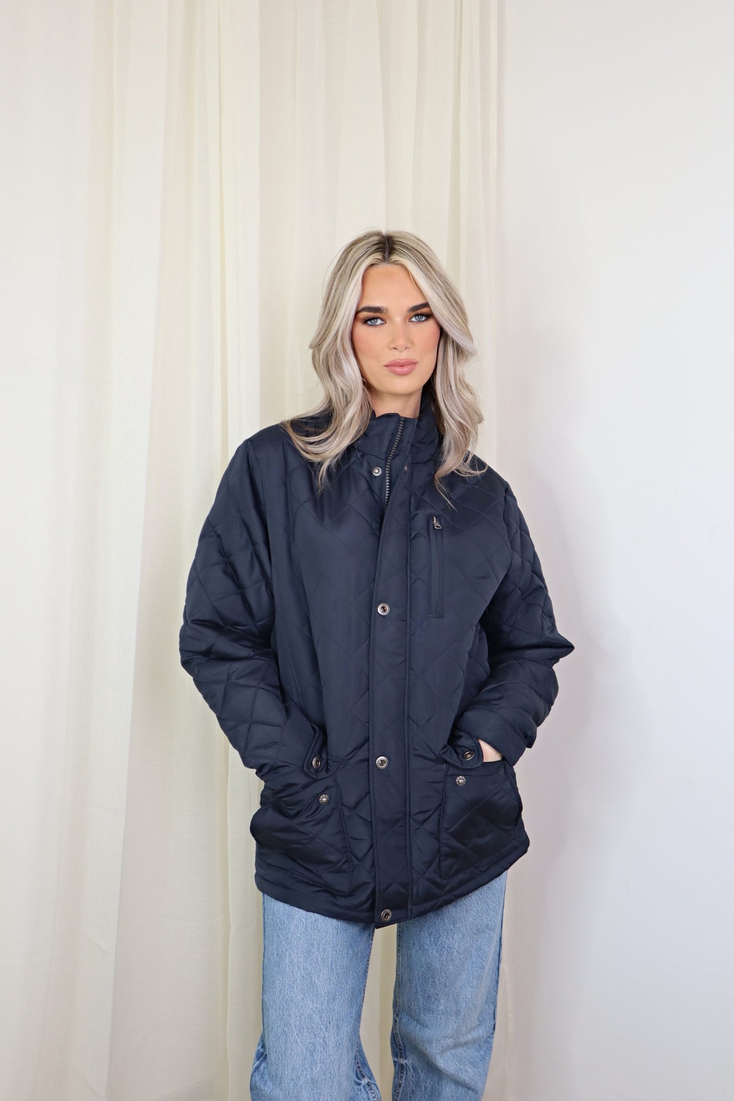 Southbay Quilted Jacket Unisex Navy - New