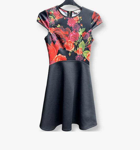 Ted Baker Black and Floral Dress - Size 1 - UK - S - Preloved