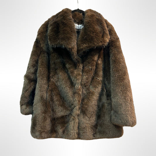 Brown Faux Fur Jacket - Size S/M - New