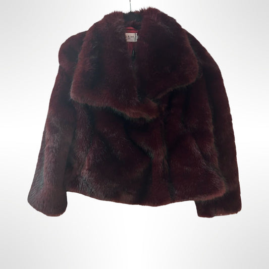 Burgundy Faux Fur Jacket - One Size - New